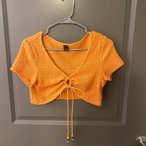 Cropped Tie-Front Top